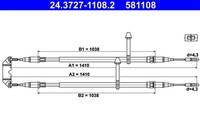 ATE Bremsseil Seilzug Feststellbremse 24.3727-1108.2 FüR Saab YS3E Tid Biopower
