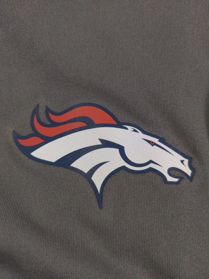 Denver Broncos Shirt Large Polo Stretch Performance Gray Coach NFL Team Mens - Image 4 of 4