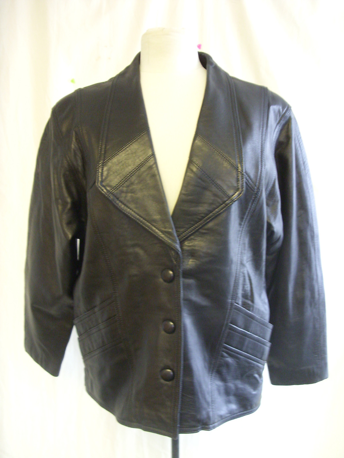 ALTRA Cappotto donna Futura taglia M busto 42" nero pelle morbida anni 80 bellissimo 8263