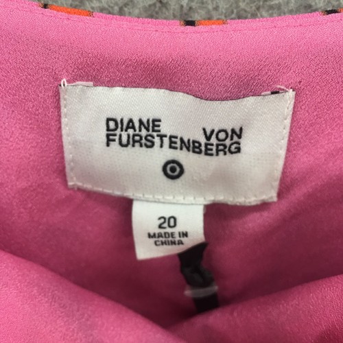 Diane Von Furstenberg Short Sheath Dress Womens 20 Pink Multicolor Geometric NEW - Picture 9 of 13