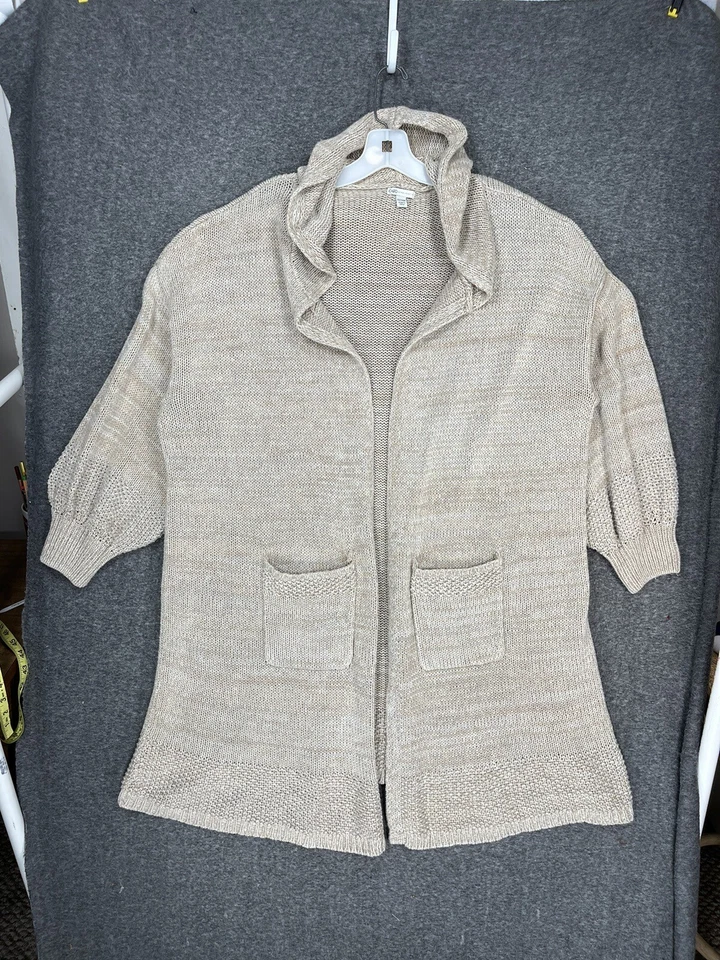 Cato Open Front Sweater Cardigan Beige Hooded Knee Length Women’s Plus 22/24W - Image 2 of 4
