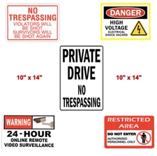 Private Drive No Trespassing Restricted Area Warning 24 Hr Video Danger PVC Sign