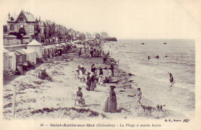 CPA 14 ca. Caen Courseulles s Mer Bernières ST AUBIN S/ MER Strand bei Flut