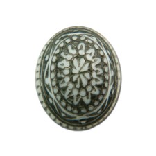 Vintage Mosaic Black and White Cabochons 10x8mm 8 cab714W