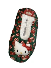 hello kitty womens fuzzy babba slipper socks with grippers size 7-9.5