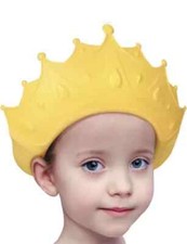 Silicone Plastic Baby Toddler Bath Shampoo Hat Yellow Crown