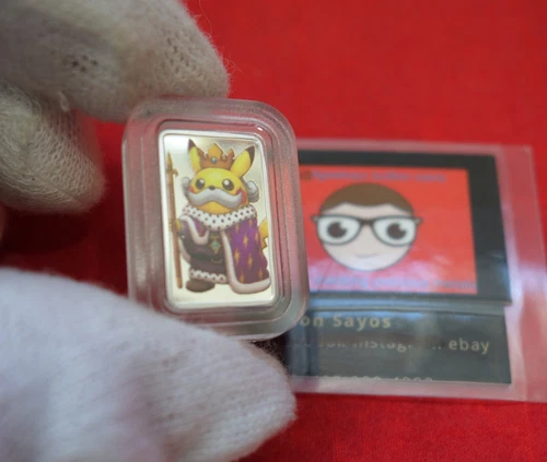 Pokémon Rare "King Pikachu" 1x 1/10th Oz .999 Fine SILVER Mini Proof Bar Color