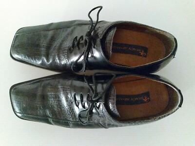 Stacy Adams Mens Size 10 M Croc Embossed Black Oxfords  display picture 1
