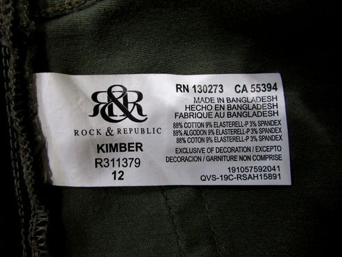 Rock & Republic Kimber Womens Jean Shorts Size 12 Green Stretch Side Zippers - Picture 4 of 6