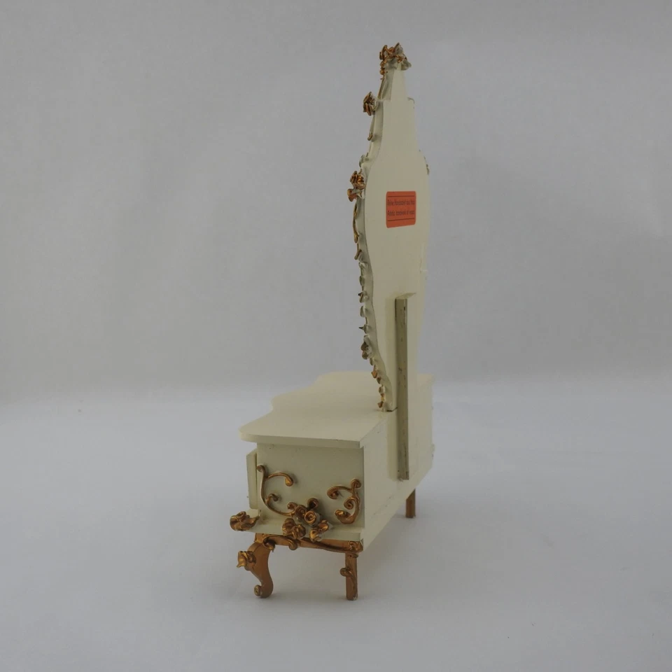 Vintage German Dollhouse Furniture White Gold Dresser Mirror Spielwaren Szalasi - Image 2 of 4