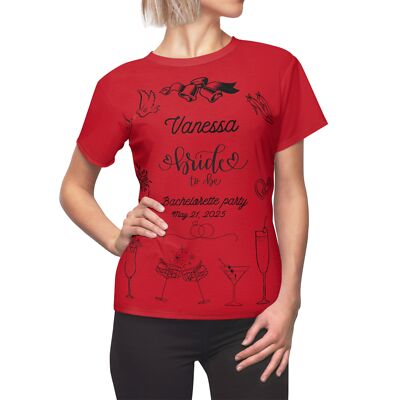 Personalized Bridal Party T-Shirts, Custom Bridesmaid Tee, 2 side design Gift,