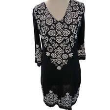 Ladies Womens Floral summer black dress Long Sleeve casual dress size 10-12-24