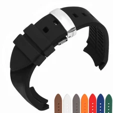 Universal Curved End Silicone Bracelet Waterproof Watch Band Strap 18mm-24mm