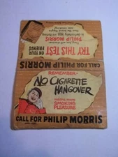 Matchbook Cover LG Philip Morris Cigarettes No Cig Hangover Mascot Photo #280-1