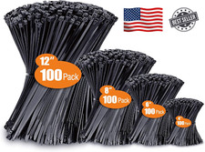 Zip Ties Assorted Sizes(4”+6”+8”+12”), 400 Pack, Black Cable Ties, UV Resistant