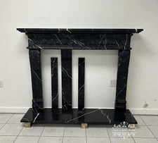 HAND CARVED NERO MARBLE FIREPLACE MANTEL - JX112N