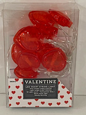 NEW RED HEARTS LED STRING LIGHT BATTERY OPERATED 3.93 FT 10 LIGHT FREE SHIP