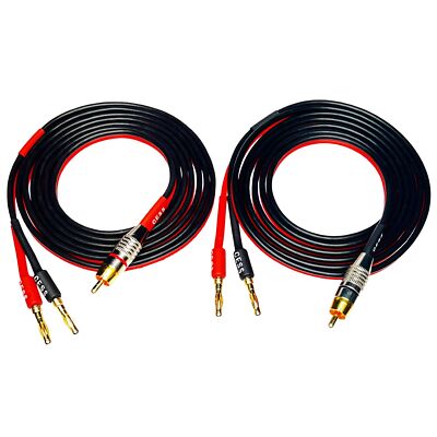 	Cess-024-6F Banana Plug to RCA Cable Phono Banana Speaker Cable 2 Channels	
