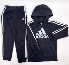 Adidas Boys Track Suit Size 7, Black, Athletic Track Suit, Cotton-Poly, No Tags
