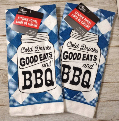 ''Cold Drinks, Good Eats and BBQ'' Decorative Kitchen Towels