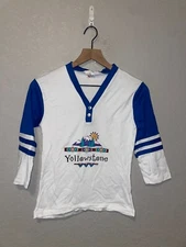 1997 Vintage Le Riche Yellowstone Mountain Graphic White Shirt 90s 1990s VTG S S