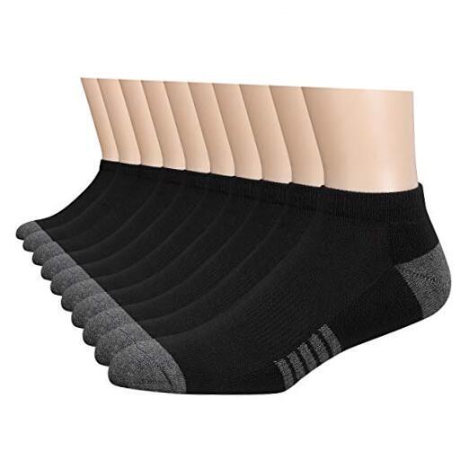 10 Pairs Mens Ankle Socks Low Cut 10 Pairs Black (Fits Mens Shoe Size 6-12)