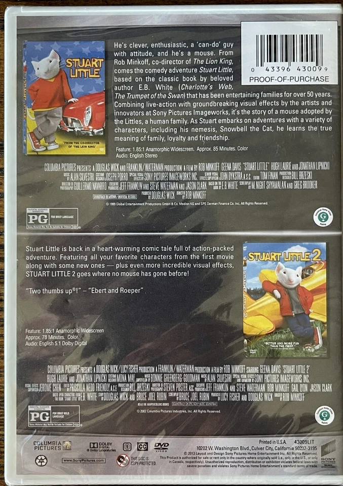 Stuart Little / Stuart Little2... Double Feature : New - Image 2 of 2