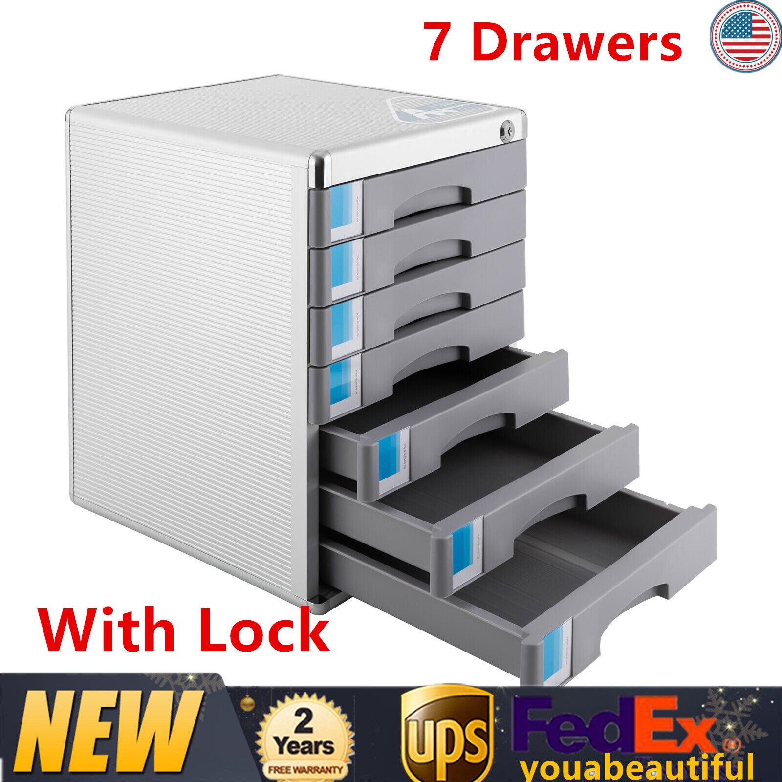 7-Tier Metal Desktop File Organizer with Lock and Keys for Documents