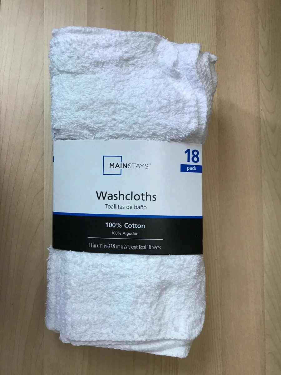 Mainstays 18-Pack Washcloth Bundle, White