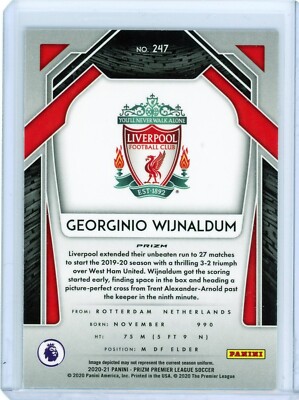 2020-21 Panini Prizm Premier League Georginio Wijnaldum Blue