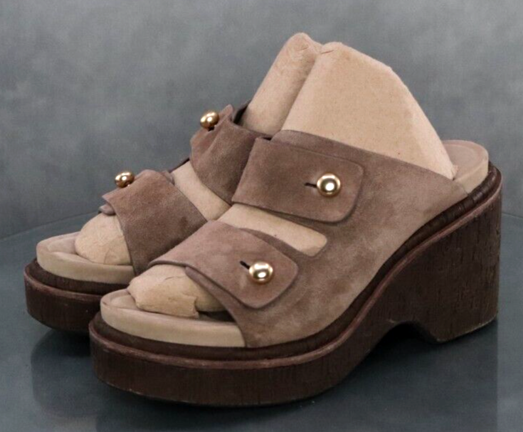 APL Sandali donna con zeppa Rag & Bone estivi $325 taglia EU 39 5 US 9 5 scamosciati marroni