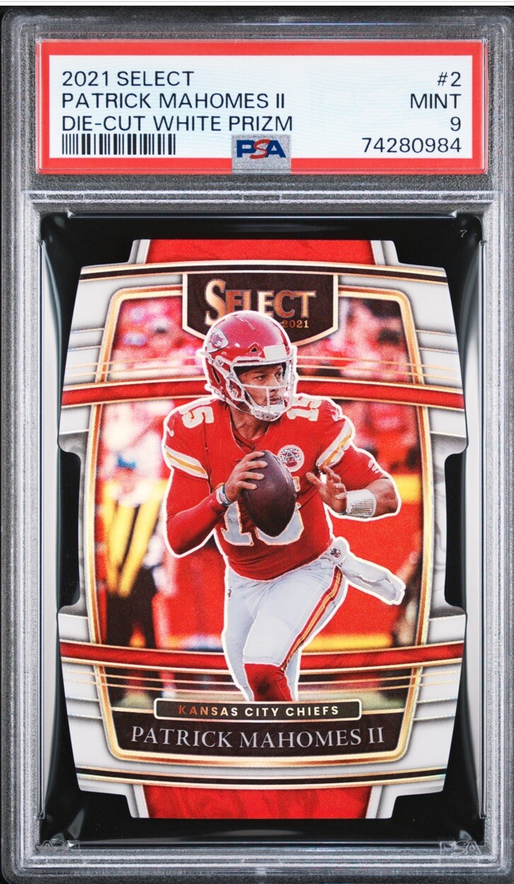 2021 Panini Select Patrick Mahomes II Concourse White Die Cut Prizm 14/99 PSA 9