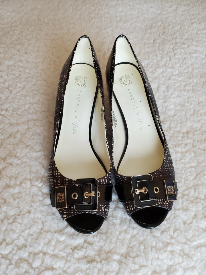 ANNE KLEIN IFLEX : Woman Slip On Open Toe Heel Shoes Buckle In The Front. Size 9 - Image 2 of 4