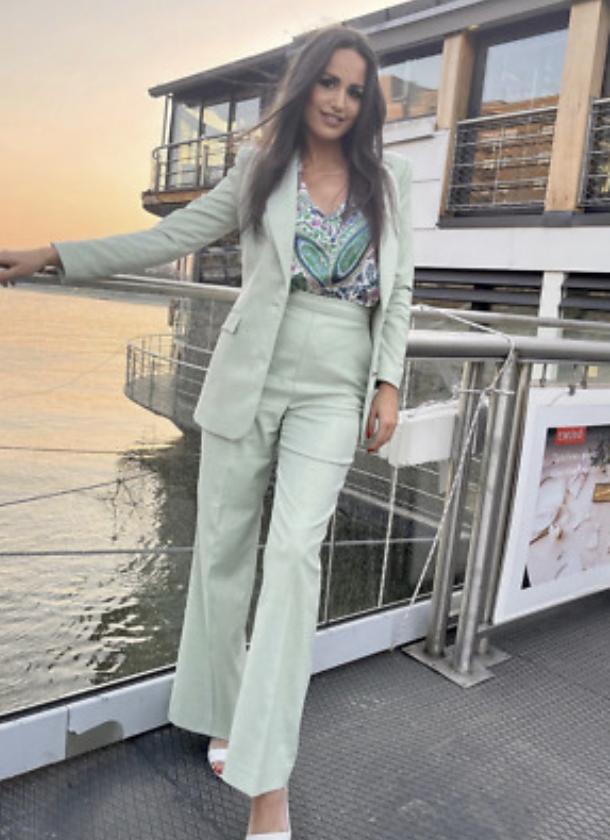 ZARA WOMEN NEW FITTED BLAZER GOLDEN BUTTONS JACKETS MINT GREEN