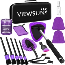 Windshield Cleaner Tool, 17Pcs Purple Car Interior Cleaning Kit, Detailing Kit C