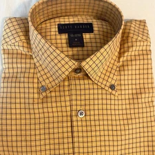 Scott Barber Size Medium 100% Cotton Checkered Mustard NWT Men Long Sleeve