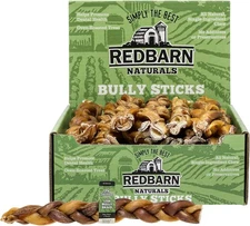 Redbarn 12" Braided Bully Sticks for Dogs, Pack 1 Count (Pack of 1), no color 