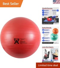 Inflatable Exercise Ball - Red 42", Durable Extra Thick Non-Slip Stability Ba...