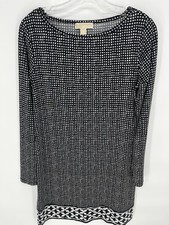 Michael Kors Sheath Dress Black White Size Medium Preppy Date Night Sexy Stretch