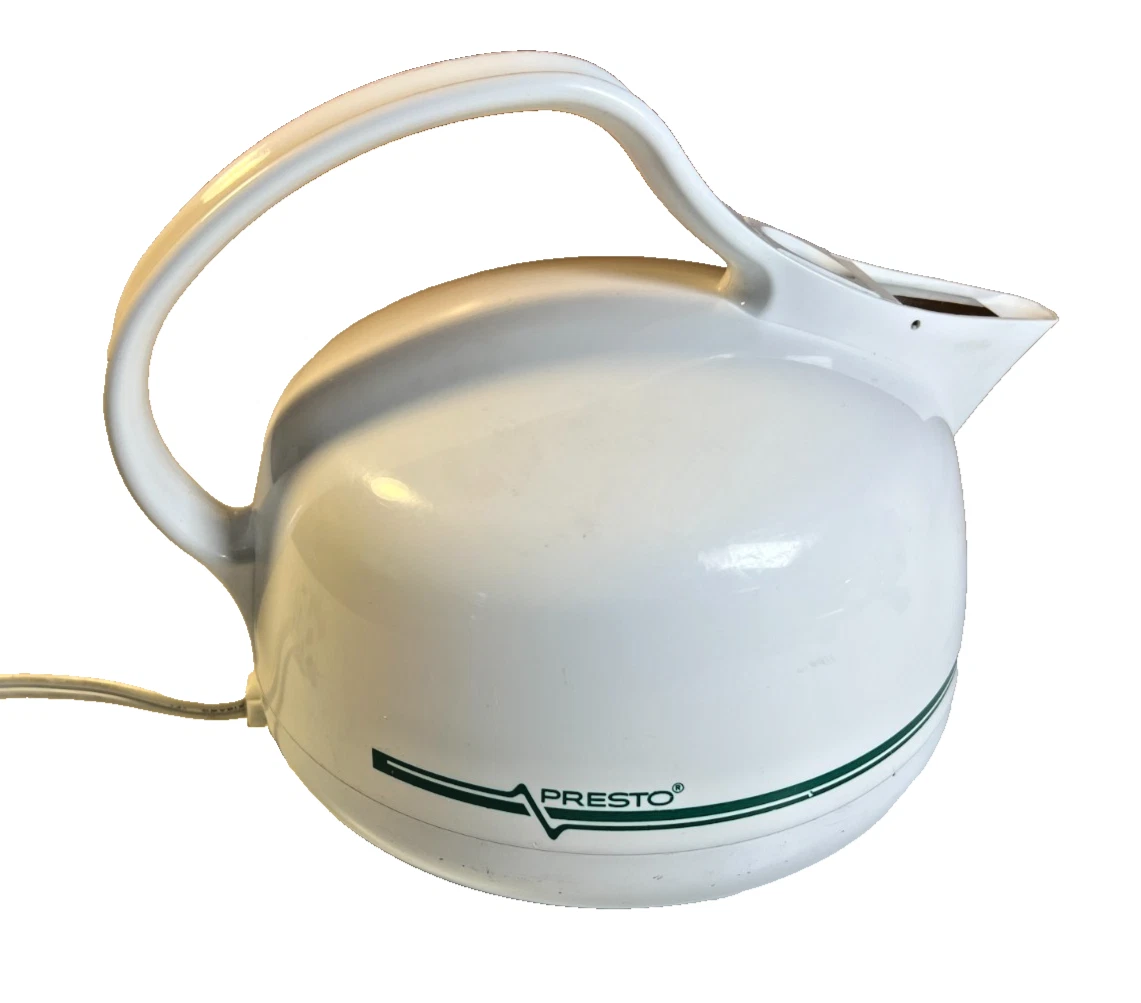 Vintage Presto Electric Tea Kettle Hot Water Boiler 750W White Tested w Whistle