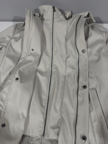 Michael Kors Mens L Tan Light Beige Rain Jacket Snap Zip Front Mid Length Collar - Picture 12 of 13