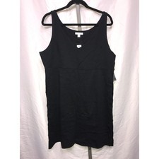 NEW YORK & COMPANY Black V Neck Sleeveless Tank Dress XL Cotton Blend