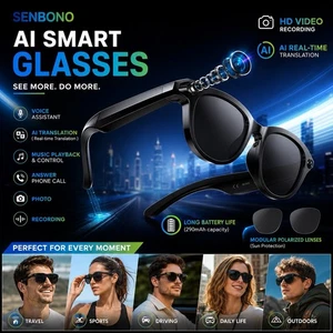 2026 AI Smart Glasses 1080p HD Camera Video Recording Translation Polarized Lens