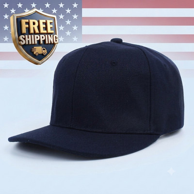 Plain Cap Blank Solid Polyester Fitted Sized Flat Bill Hat 