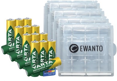 16 x Varta cell rechargeable battery AAA micro Ni-Mh battery 5703 bulk + 4 x ...