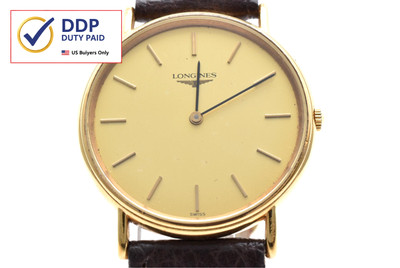 [EXC+++++] LONGINES Grand Classic L4.637.2 34mm Gold Dial Quartz Men's Watch