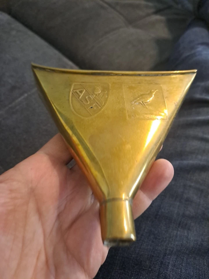 Entonnoir Ancien Cuivre Marquage Publicitaire ASF Armoirie Art Populaire  - Photo 4/4