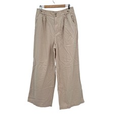 Madewell The Harlow Wide-Leg Pant Tan Beige Cotton Linen Size 12 Womens