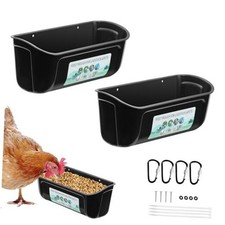 2 Pack Chicken Duck Feeder, Poultry Feeders and Waterers, Hanging 2 Pack Black