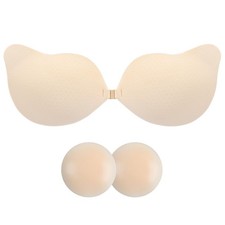 Self Adhesive Nipple Bras Invisible Breast Lift Sticky Bars for 30-38C, Beige